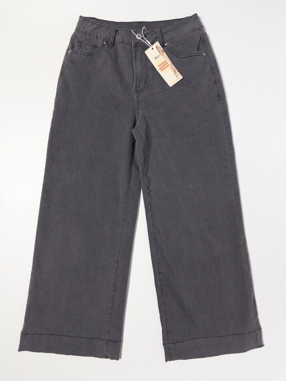 NWT Dokotoo Black Gray Wide Leg Cotton Spandex Stretch Jeans Women Size 4 (P3)